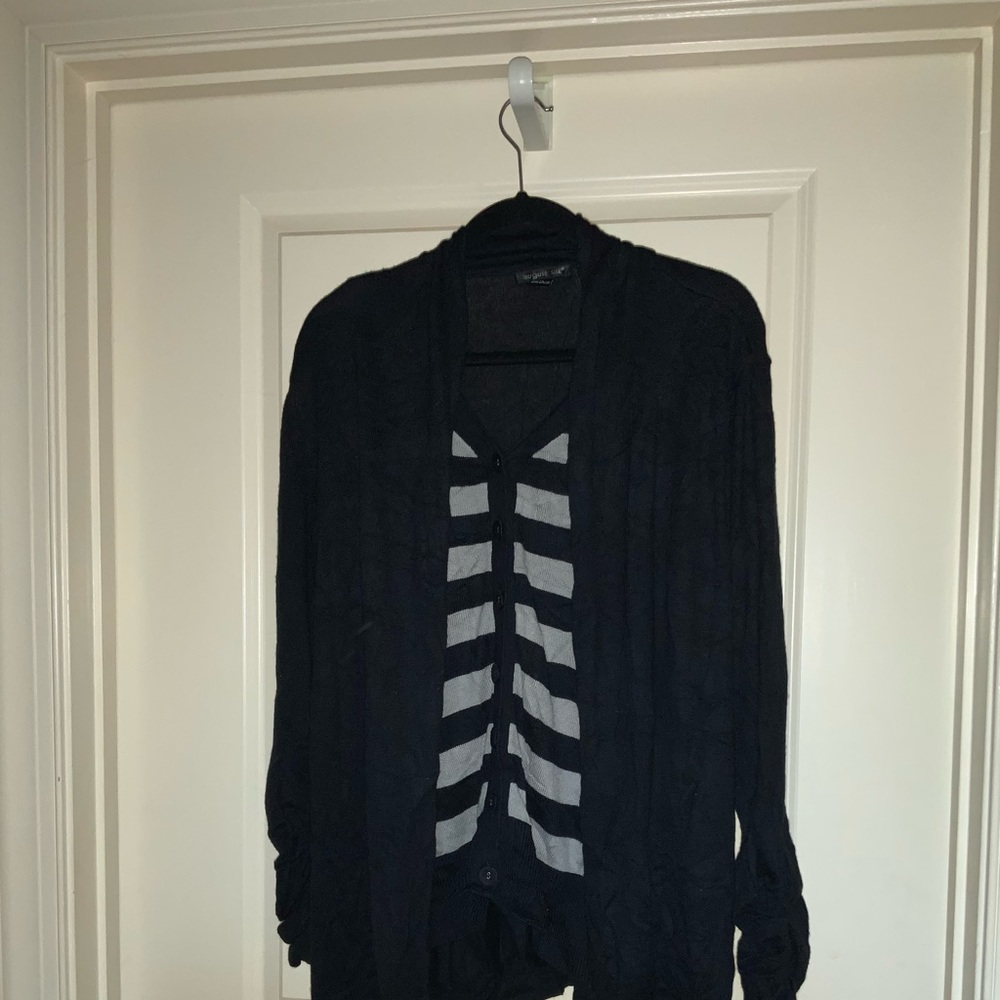 August Silk cardigan and shirt combo